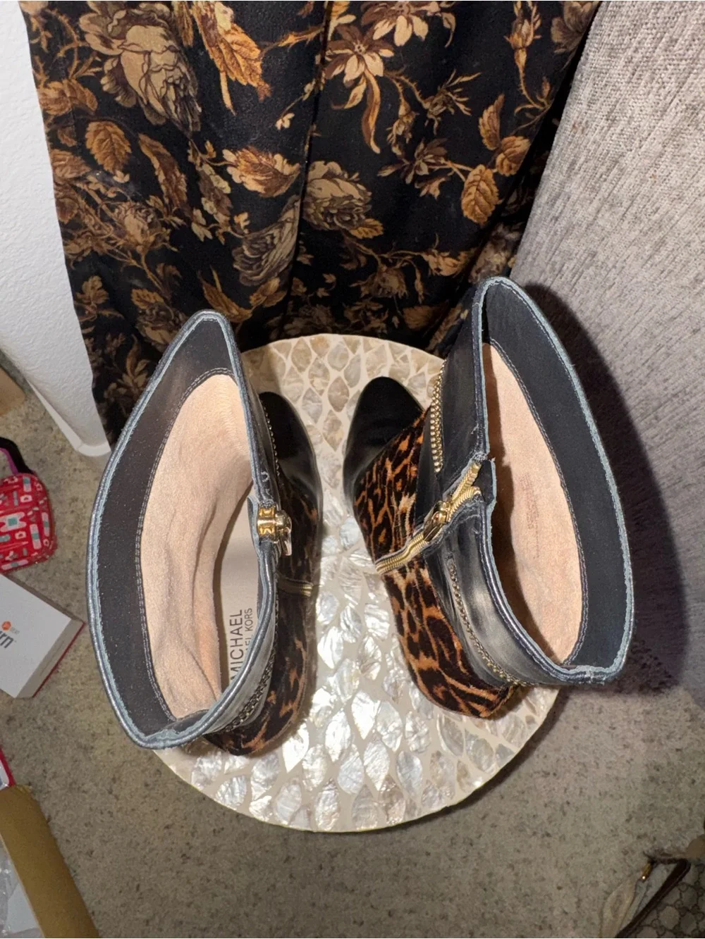 NEW Michael Kors Haya Leopard Haircalf Platform Booties | Size 7.5M